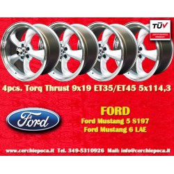 4 Stk Felgen Ford Torq Thrust  9x19 ET35 9x19 ET45 5x114.3 silver/diamond cut Mustang S197 (2005-14), LAE (2105-)