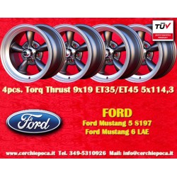 4 pcs. wheels Ford Torq Thrust  9x19 ET35 9x19 ET45 5x114.3 anthrazit/glanzgedreht Mustang S197 (2005-14), LAE (2105-)
