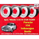 4 pcs. jantes Porsche  5.5x16 ET20 5x205 silver 356 - 1963 