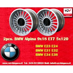 2 pcs. BMW Alpina 9x18 ET7 5x120 silver 5 E34, 6 E24, 7 E23, E32, 8 E31 cerchi wheels jantes felgen llantas
