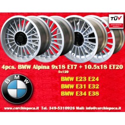 4 pcs. wheels BMW Alpina 9x18 ET7 10.5x18 ET20 5x120 silver 5 E34, 6 E24, 7 E23, E32, 8 E31