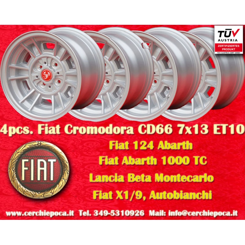 4 uds. llantas Fiat Cromodora CD66 7x13 ET10 silver 124 Spider, Coupe, X1 9