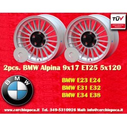 2 pcs. wheels BMW Alpina 9x17 ET25 5x120 silver/black M3 E12 E28 E34 E24 E23 E32 E3 E9