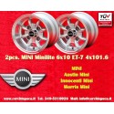 2 pcs. jantes Mini Minilite 6x10 ET-7 4x101.6 silver/diamond cut Mini Mk1-3, 850, 1000