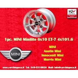 Mini Minilite 6x10 ET-7 4x101.6 silver/diamond cut Mini Mk1-3, 850, 1000 cerchio wheel jante llanta felge