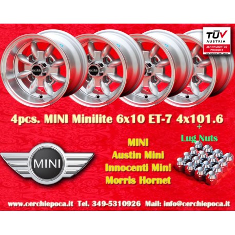 Mini Minilite 6x10 ET-7 4x101.6 silver/diamond cut Mini Mk1-3, 850, 1000 cerchi wheels jantes llantas felgen
