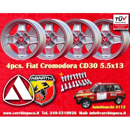 4 pz. cerchi Fiat Cromodora CD30 5.5x13 ET7 4x98 silver Autobianchi A112