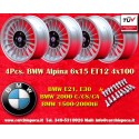 4 pcs. wheels BMW Alpina 6x15 ET12 4x100 silver/black 1500-2000tii, 1502-2002tii, 3 E21, E30