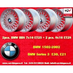 4 uds. llantas BMW BBS 8x16 ET28 4x100 silver 3 E21, E30
