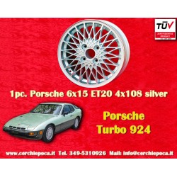 1 pz. cerchio Porsche  Turbo 6x15 ET20 4x108 silver/polished 924 924S