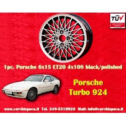 1 pc. wheel Porsche  Turbo 6x15 ET20 4x108 black/polished 924 924S