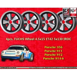 4 pcs. wheels Porsche  Fuchs 4.5x15 ET42 5x130 anodized look 356 C SC 911 -1969 912