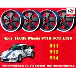 Felge Porsche  Fuchs 6x15 ET36 5x130 matt black/diamond cut 356 C SC, 911 -1989, 914 6