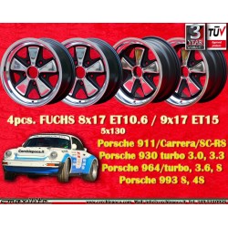 4 pcs. wheels Porsche  Fuchs 8x17 ET10.6 9x17 ET15 5x130 RSR style 911 SC Carrera -1989 turbo -1987