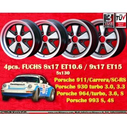 4 pcs. wheels Porsche  Fuchs 8x17 ET10.6 9x17 ET15 5x130 anodized look 911 SC Carrera -1989 turbo -1987