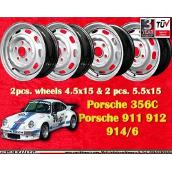4 pcs. jantes Porsche  Fuchs 4.5x15 ET42 5.5x15 ET42 5x130 silver 356C SC Carrera GS 901 911 912