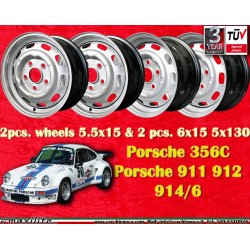 4 pcs. wheels Porsche  Fuchs 5.5x15 ET42 6x15 ET36 5x130 silver 356C SC Carrera GS 901 911 912