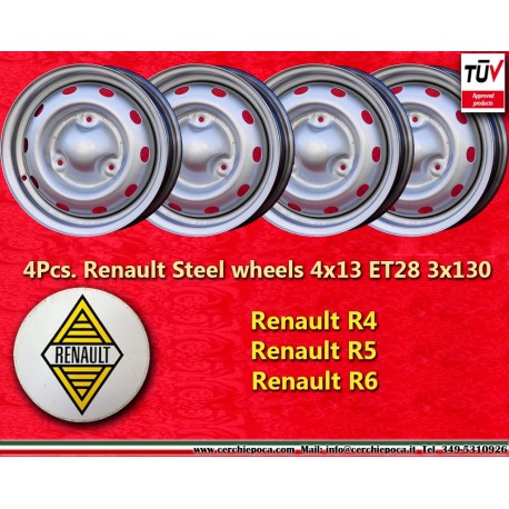 4 llantas de acero Renault R4 (63-91) 4L, R5, R6, 4x13 ET28 silver