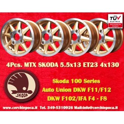 4 pcs. wheels Skoda MTX 5.5x13 ET23 4x130 gold/diamond cut MB1000 MB1100 105 110 120 130