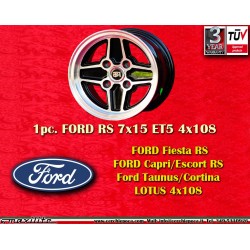1 Stk Felge Ford RS 7x15 ET5 4x108 black/diamond cut Escort Mk1-2 Capri Cortina
