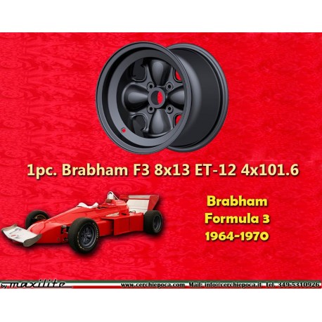 1 pc. jante Brabham Formula 3 10x13 ET-42 4x101.6 black Formula 3 1964-1970 rear with conical bolt seat