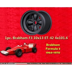 1 Stk Felge Brabham Formula 3 10x13 ET-42 4x101.6 black Formula 3 1964-1970 rear with conical bolt seat