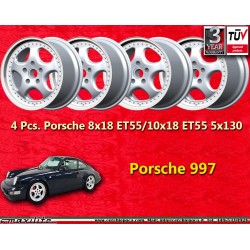 4 pcs. wheels Porsche Fuchs 8x18 ET55 10x18 ET55 5x130 silver 997