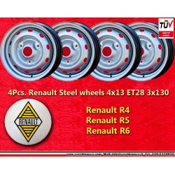 4 jantes en acier Renault R4 (63-91) 4L, R5, R6, 4x13 ET28 silver