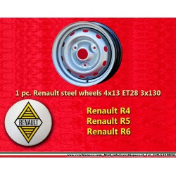 4 cerchi acciaio Renault R4 (63-91) 4L, R5, R6, 4x13 ET28 silver