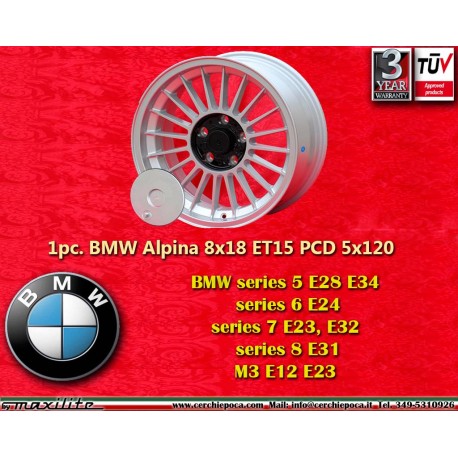 BMW Alpina 8x17 ET15 5x120 silver/black M3 E30, 5 E12, E28, E34, 6 E24, 7 E23, E32 cerchio wheel jante felge llanta