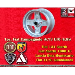 1 pc. jante Fiat,Autobianchi Campagnolo 8x13 ET0 4x98 silver 124 Abarth Berlina Coupe Spider 125 127 128 131 X19 A112 Be