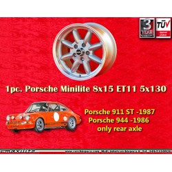 1 pc. jante Porsche  Minilite 8x15 ET10.6 5x130 silver/diamond cut 911 ST -1987, 944 -1986