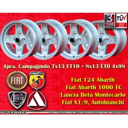 Fiat,Autobianchi Campagnolo 7x13 E10 + 8x13 ET0 4x98 silver 124 Abarth Berlina Coupe Spider 125 127 128 131 X19 A112