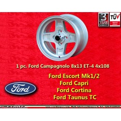1 ud. llanta Ford Campagnolo 8x13 ET-4 4x108 silver Ford Escort Mk1/2 Capri Cortina Taunus TC