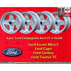 1 pc. wheel Ford Campagnolo 8x13 ET-4 4x108 silver Ford Escort Mk1/2 Capri Cortina Taunus TC