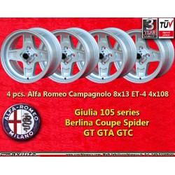 1 pc. wheel Alfa Romeo Campagnolo 8x13 ET-4 4x108 silver Alfa Romeo 105 GT/GTA/GTC