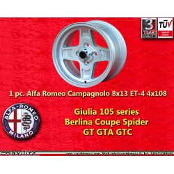 1 pz. cerchio Alfa Romeo Campagnolo 8x13 ET-4 4x108 silver Alfa Romeo 105 GT/GTA/GTC