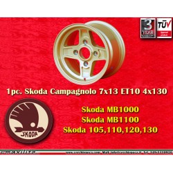 1 Stk Felge Skoda Campagnolo 7x13 ET10 4x130 gold Skoda MB1000,MB1100,105,110,120,130, Lancia Fulvia Coupe