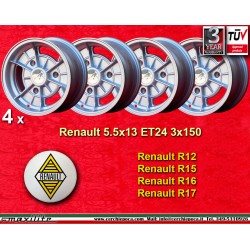 4 pcs. jantes Renault Alpine 5.5x13 ET24 3x150 silver R12, R15, R16, R17