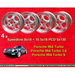 4 pcs. wheels Porsche Fuchs 8x18 ET50 10x18 ET47 5x130 silver 996 Turbo