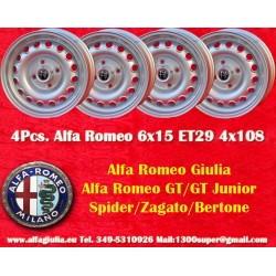 Felgen Alfa Romeo Campagnolo 6x15 ET28.5 4x108 silver Giulia, 105 Berlina, Coupé, Spider, GT GTA GTC