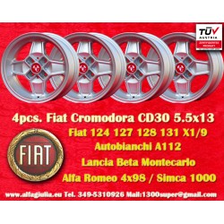 4 uds. llantas Fiat Cromodora CD30 5.5x13 ET7 4x98 silver 124 Berlina, Coupe, Spider, 125, 127, 128, 131, X1 9