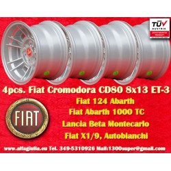 Fiat Cromodora CD80  8x13 ET-3 4x98 silver 124 Spider, Coupe cerchi wheels jantes llantas felgen