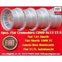 4 pcs. wheels Fiat Cromodora CD80  8x13 ET-3 4x98 silver 124 Spider, Coupe
