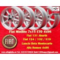 4 Stk Felgen Fiat Minilite 7x15 ET0 4x98 silver/diamond cut 124 Coupe, Spider, 125, 131, 132