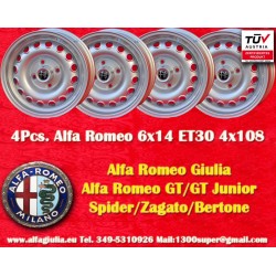 4 pz. cerchi Alfa Romeo Campagnolo 6x14 ET30 4x108 silver Giulia, 105 Berlina, Coupe, Spider, GT GTA GTC