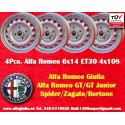 4 pz. cerchi Alfa Romeo Campagnolo 6x14 ET30 4x108 silver Giulia, 105 Berlina, Coupe, Spider, GT GTA GTC
