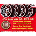 4 pcs. jantes Fiat Momo Vega 6x14 ET23 4x98 matt black/diamond cut Alfetta, Alfetta GT   GTV, Alfasud, Giulietta, 33, 75