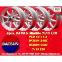 4 uds. llantas Datsun Minilite 7x15 ET0 4x114.3 silver/diamond cut 240Z, 260Z, 280Z, 280 ZX