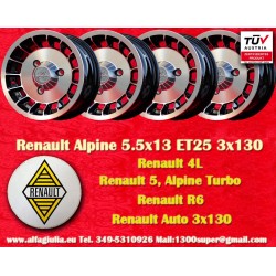 Renault Alpine 5.5x13 ET25 3x130 matt black/diamond cut R4, R5, R6 wheels jantes llantas cerchi felgen